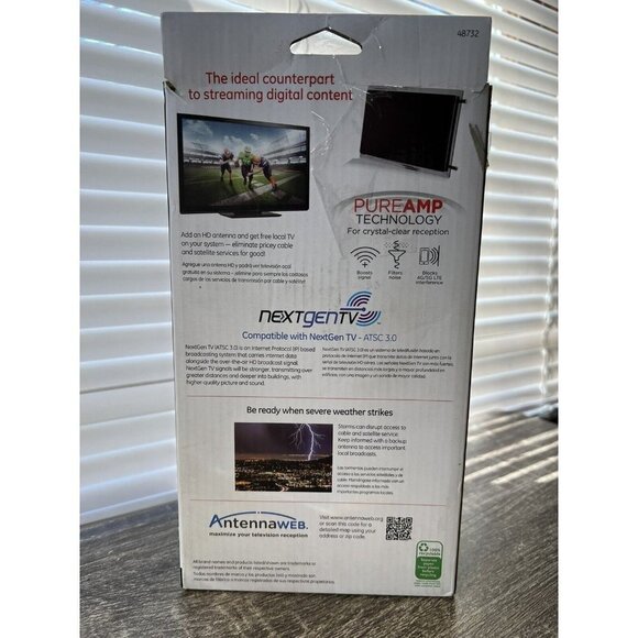 GE 48732 Pro Series Indoor Crystal HD Amplified Antenna,50 mile range,4K-1080P - Picture 5 of 6
